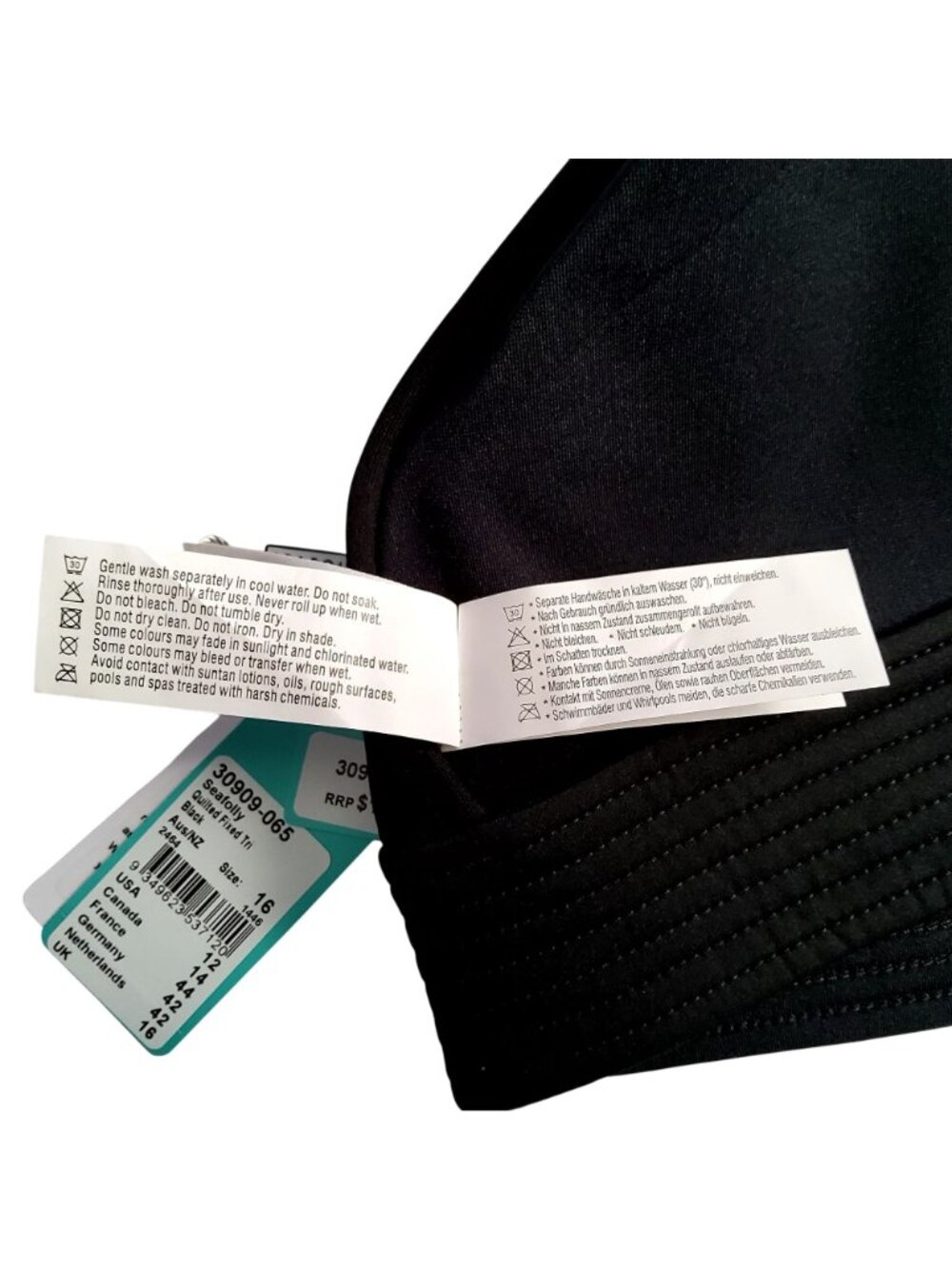 Seafolly Womens Black Bikini Bra Top Strappy back design Size 16 Nylon Elastane - Picture 5 of 8